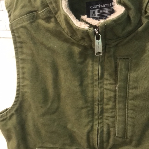 Carhartt Vest Womens Medium Green Duck Sherpa Lined Gorpcore Hiking Western - Picture 5 of 12